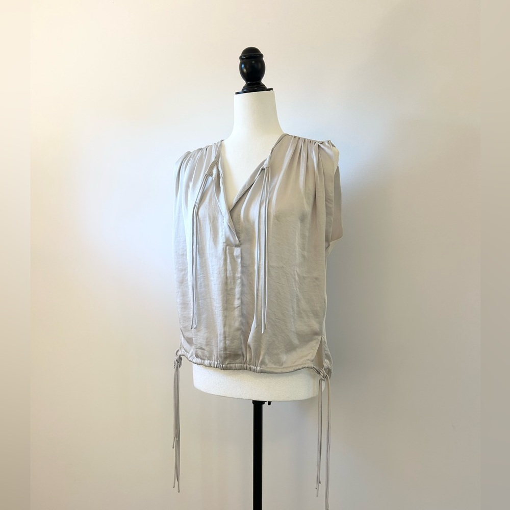 Isabel Marant Etoile Silver Grey Tank, Blouse with Tie Detail - size Large, 40